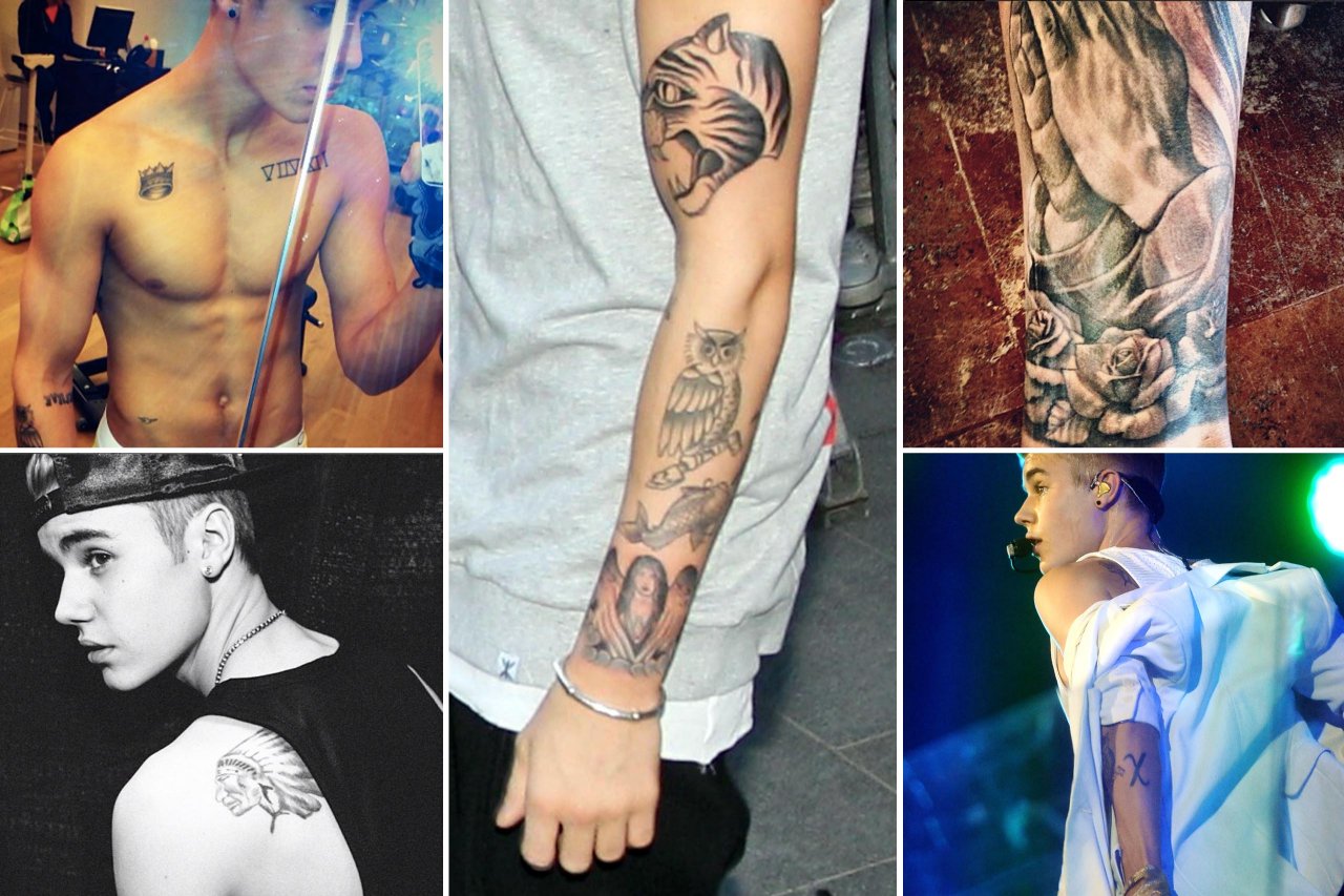 Celebrity tattoos, Justin Bieber, bad tattoos, tattoos