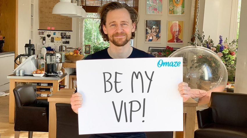 Tom Hiddleston promoting his Omaze contest