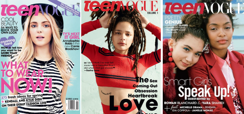Teen Vogue cover comparison from 2013 to 2016